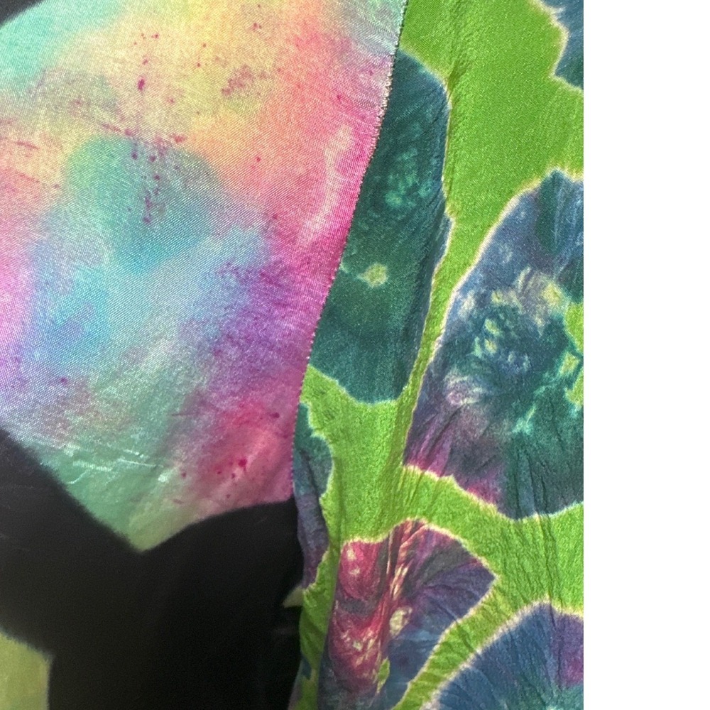 vintage norblack norwhite silk open back maxi dress abstract multicolor size m - Picture 4 of 8